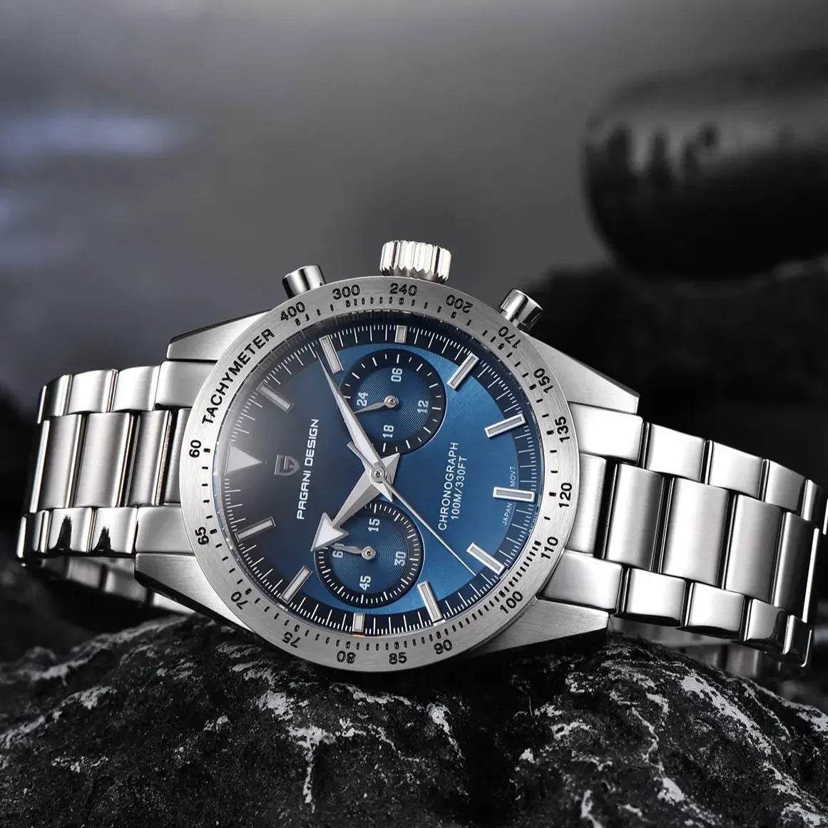 PAGANI DESIGN 2024 New Wide arrow Moon Men's Watches Luxury Quartz Watch For Men Sport Retro Chronograph VK64 AR Sapphire glass