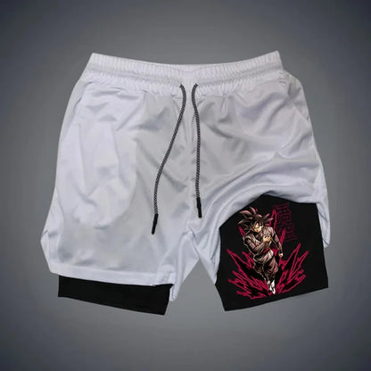 Produit gaming premium Fraquane, Dragon Ball Printed Men's Shorts Summer Women's Sports Compression Gym Shorts Double-Layer 2-in-1 Pant Quick-Drying Beach Shorts, produits de luxe