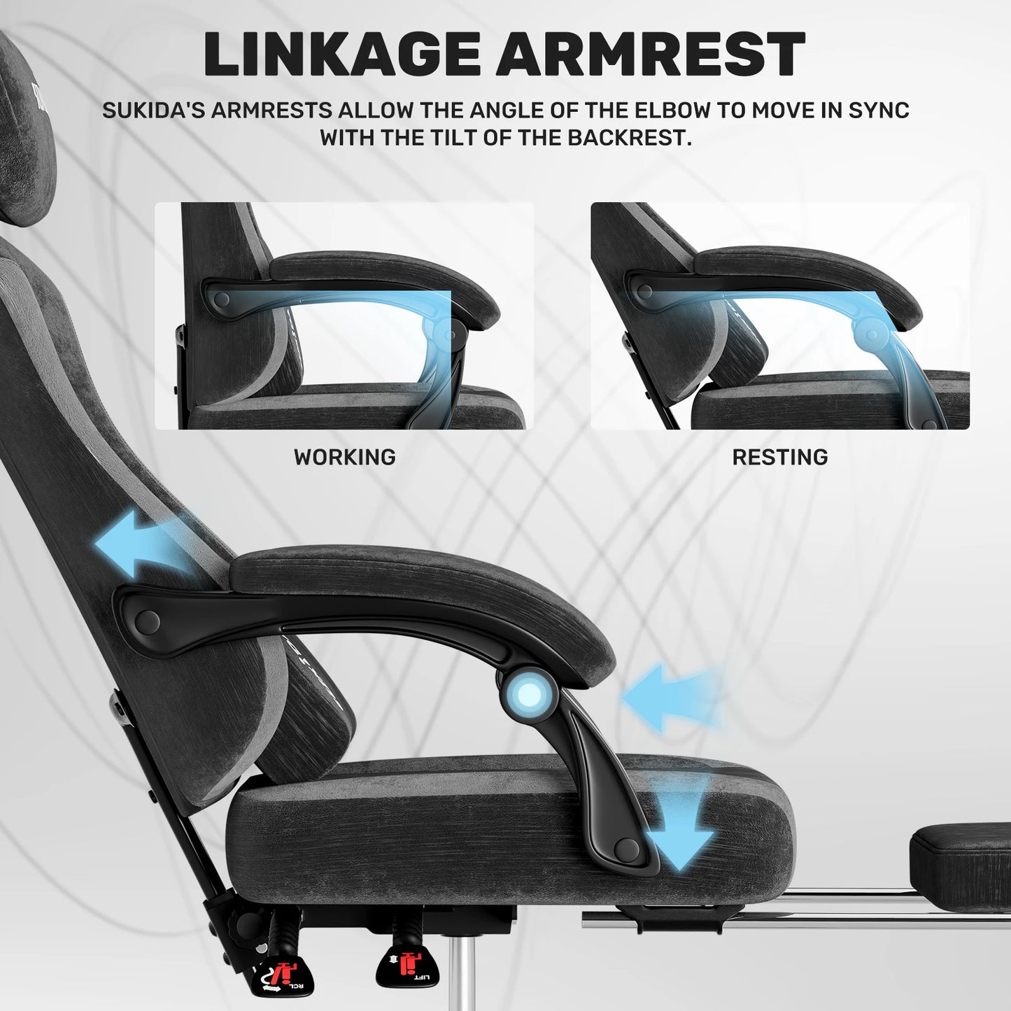SUKIDA Gaming Chair Breathable Office Chair Office Chair Ergonomic High Quality Fabric Ergonomic PC Chair