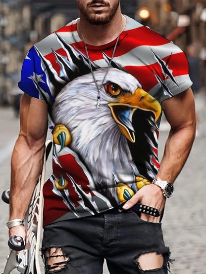 Fashion Eagle Graphic T-Shirts Luxury T-Shirt Summer Men's T-Shirts Casual Tops Short Sleeve T-Shirt 3D Printing Men’s Clothing