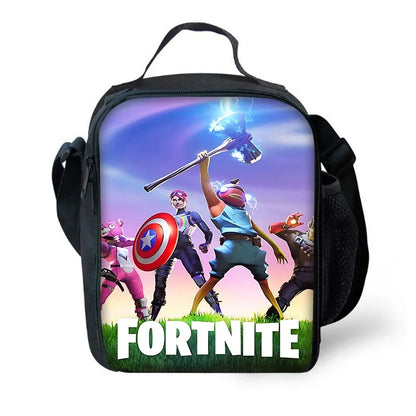 Mochilas Infantis com Design de Jogo Popular, Saco de Almoço e Estojo, Mochilas Escolares de Grande Capacidade para Alunos, Rapaz e Rapariga, Melhor Presente F-FortniteS