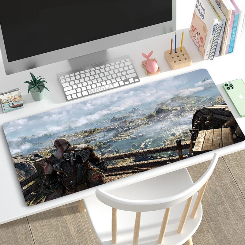 God of War Ragnarok Mouse Pad XXL Mouse Mat Gamer 100X50CM Gaming Accessories Mousepad  Large Keyboard DeskMats Pad for Computer