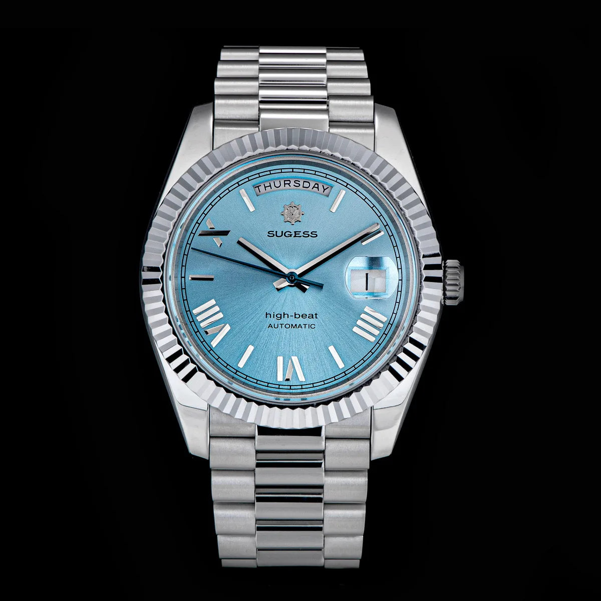 Sugess 40mm Men's Watches Automatic Date Mechanical Day Wristwatch Peacock SL3034 Movement Sapphire Waterproof Luxury Retro New
