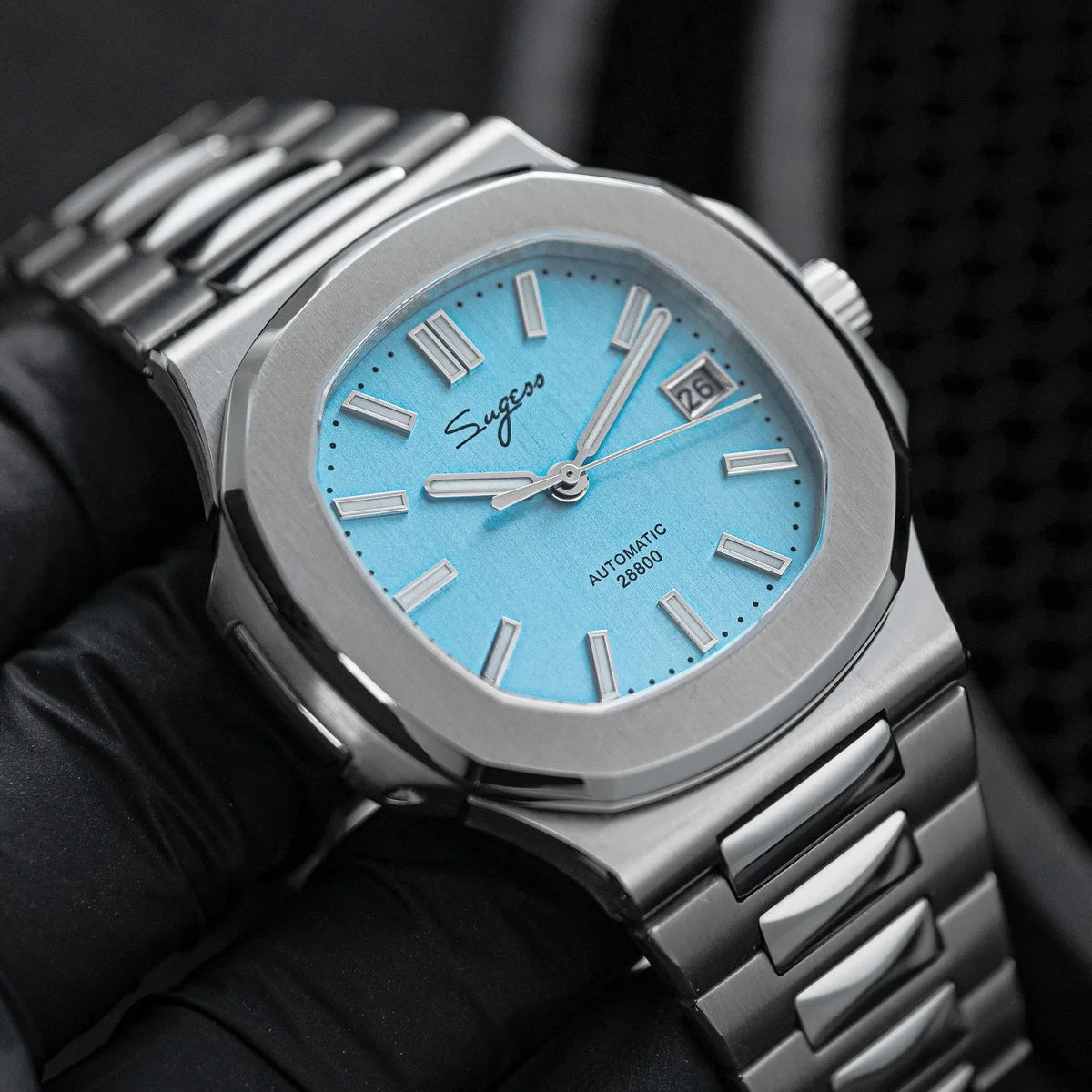 Sugess Man Watch Automatic Mechanical Wristwatches Miyota 9015 Movement MOP Dial Luminous Waterproof 5bar Bracelet Luxury S466