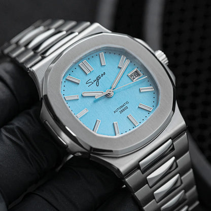 Sugess Man Watch Automatic Mechanical Wristwatches Miyota 9015 Movement MOP Dial Luminous Waterproof 5bar Bracelet Luxury S466