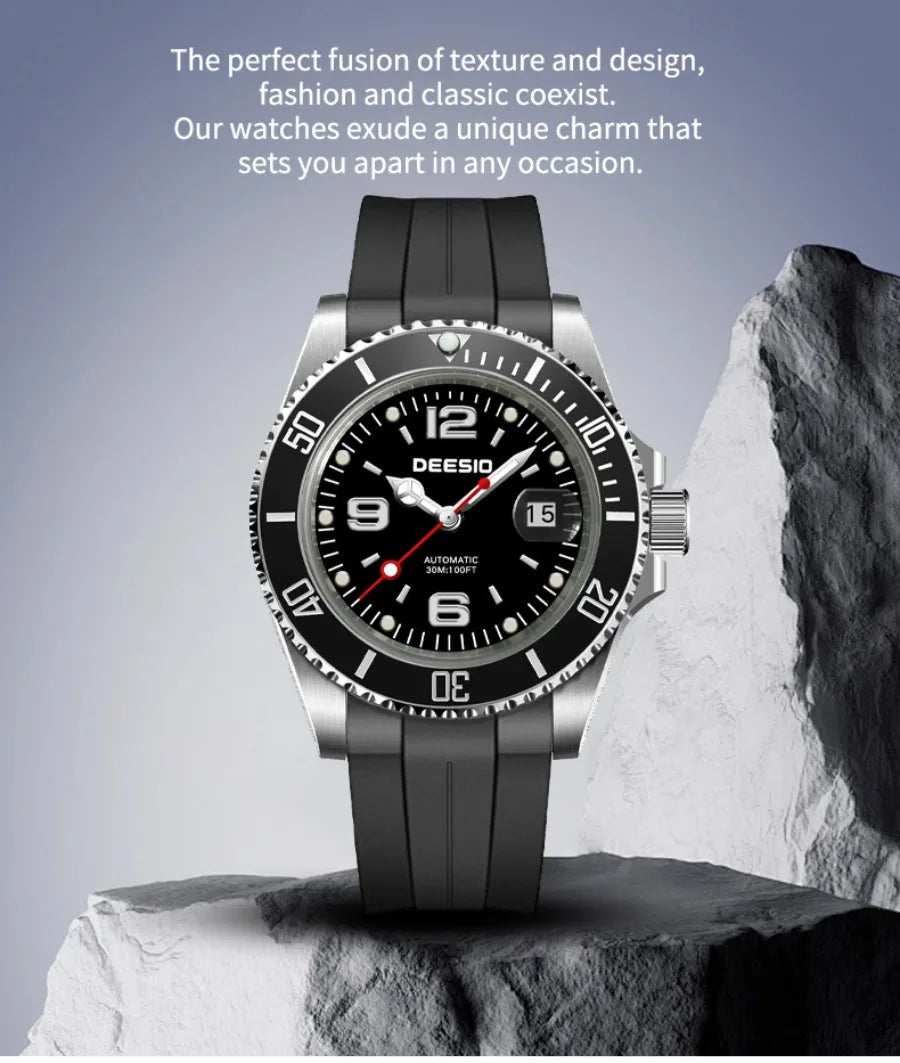 DEESIO Men's Automatic Mechanical Watch Stainless Steel Luminous Date Sports Casual Luxury Watch Gift for Men Sapphire Crystal