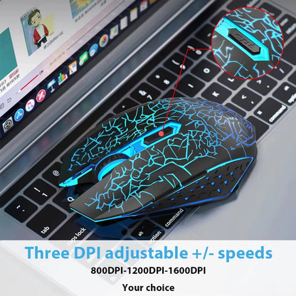 Rato Gaming RGB 2.4G sem fios, rato Bluetooth 1600DPI, 6 botões silenciosos, rato ergonómico de modo duplo para escritório, para MacBook e PC