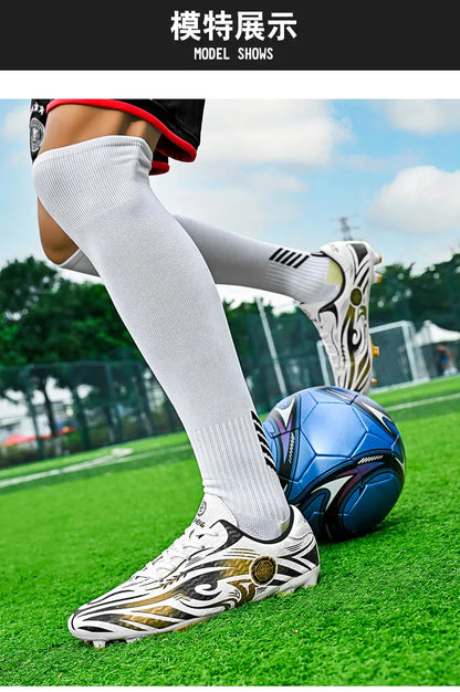 Original Soccer Cleats Men Training Shoes Outdoor Non-slip Children's Football Shoes Long Spikes Men's Futsal Shoes Size 32-45
