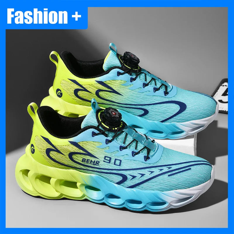 Unisex Sneakers Light Shock-absorbing Soft Soled Professional Running Training Shoes New Rotating Buckle Outdoor Running Shoes