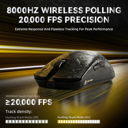 Rato Gaming Sem Fios ATTACK SHARK R11 ULTRA em Fibra de Carbono, 8000Hz, PAW3950MAX, 42000DPI, Leve 49g, 20000FPS, Nordic 52840
