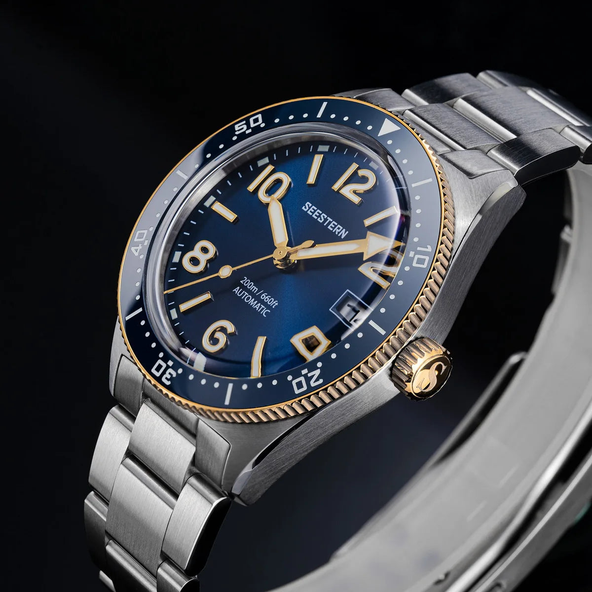 Sugess Diveing Watch of Men Automatic Mechanical Wristwatches 20ATM Waterproof Sapphire NH35A Movement BGW9 Luminous New S434-2