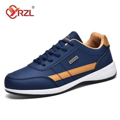 Sapatos para Homem YRZL Primavera Outono Impermeáveis, Ténis de Caminhada em Pele para Lazer e Desporto Masculino, Calçado Antiderrapante para Homem
