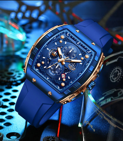 Relógio de Homem LIGE — Moda de Luxo, Impermeável, Bracelete em Silicone, Quartzo, Luminoso, Desportivo, Data Automática e Cronógrafo Simples