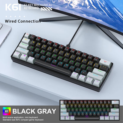 Teclado mecánico gaming con cable APAYADO K61 60% Mini Phantom RGB, 61 teclas, switch rojo/azul, ergonómico y portátil para PC/portátil