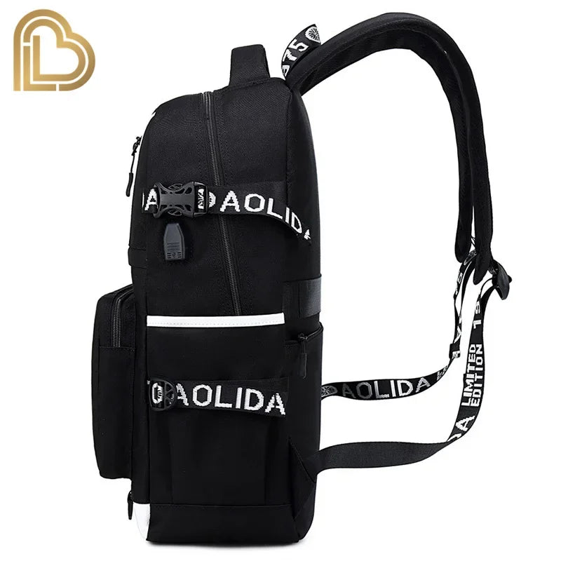 Mochila Red Jade F-Fortnited Battle Royale com carregamento USB, figuras anime e compartimento para material escolar para estudantes