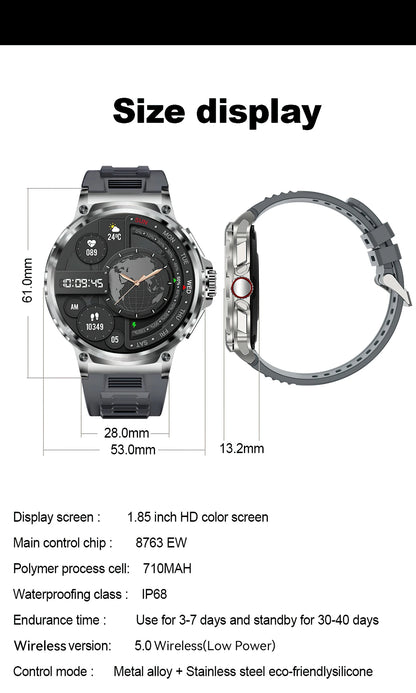 2026 New GPS Track Smart Watch Men 1.85-Inch HD AMOLED Screen 710 Mah Battery Sport Bluetooth Call Smartwatch For Android IOS