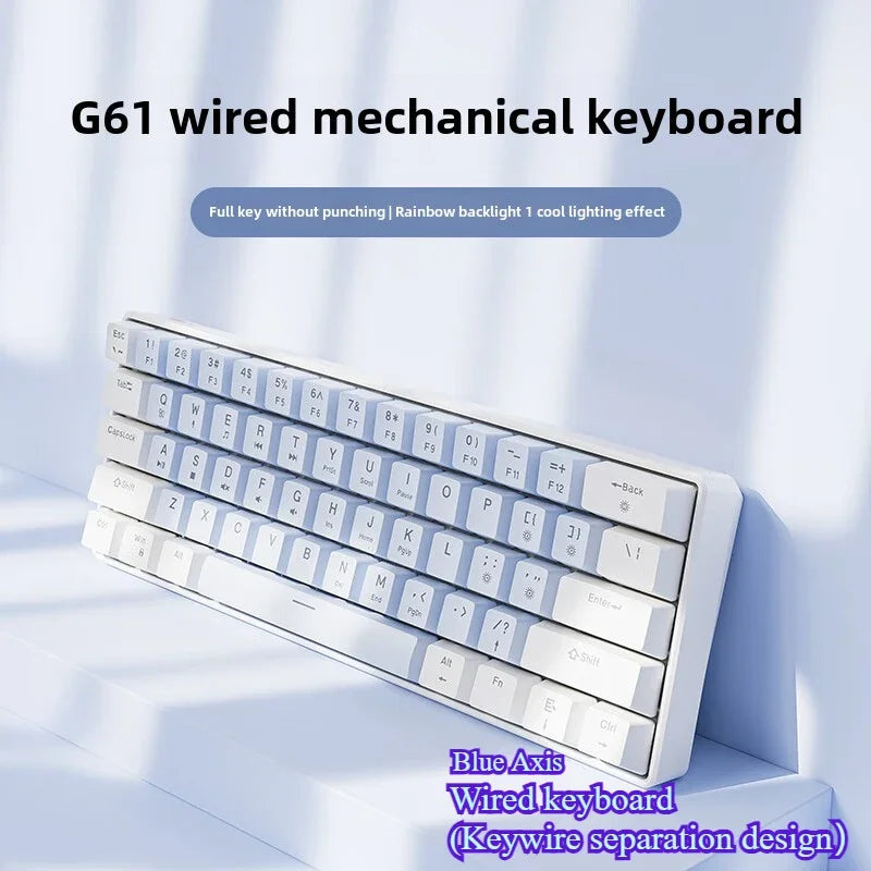 Wired Mechanical Keyboard 60% Gamer Bluetooth Backlit Keyboards for Tablet Mini Ergonomic Key Board White