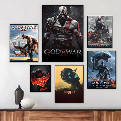 Classic pop God of War Ragnarok poster art HD canvas advanced aesthetic Printing Paper Wall Art for Living Room Home Decor