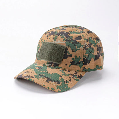 Spring Camo Baseball Cap - Tactical Military Snapback with Hook & Loop Patch Unisex Breathable Sun Hat Outdoor UV Protection