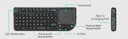 Teclado inalámbrico mini original Rii X1 de 2.4GHz en inglés/RU/ES/FR con panel táctil para Android TV Box/PC/portátil