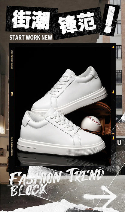 New Men's Sneakers Elevator Shoes Height Increasing Insole 6-10CM High Heels Leather Sport Shoes Men's Shoes