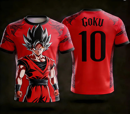 New Dragon Ball Z NO.10 Goku Anime Football Jersey 2026 Summer Plus Size Breathable Jersey Cosplay Short Sleeve T-shirt Y2k