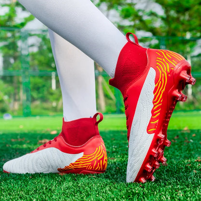 Black Men's Soccer Shoes AG/FG Cleats Training Football Boots High Ankle Sports Shoes for Men Kids Adults Sneakers Sizes 35-45