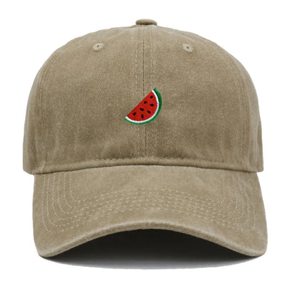 Printed Watermelon Baseball Cap Men's Washed Soft Top Retro Dad Hats Women's Casual Versatile Fashion Trend Duck Tongue Caps