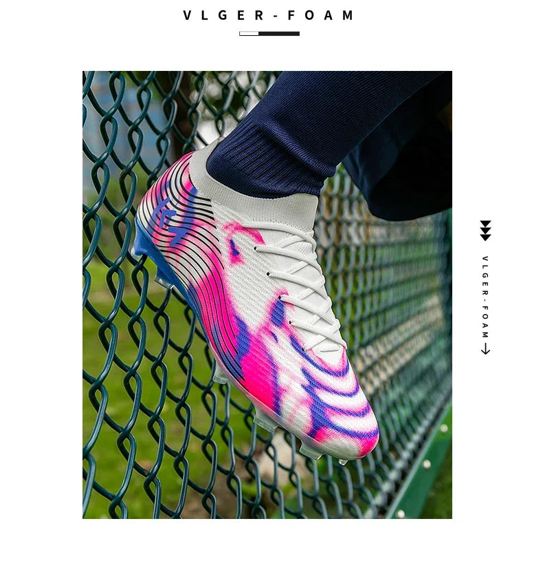 Nuevas zapatillas de fútbol para hombre, botas para césped exterior, tacos antideslizantes de alta calidad, caña alta y ligeras para niños, modelo superventas