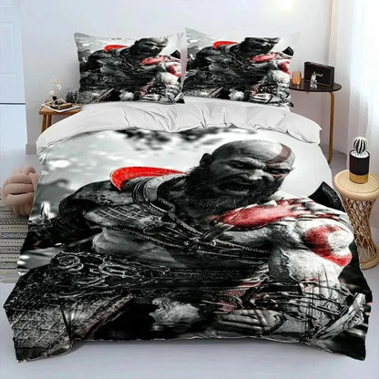 3D Print God Of War Game Gamers Kratos Bedding Set Boys Girls Twin Queen King Size Duvet Cover Pillowcase Bed Boys Adult