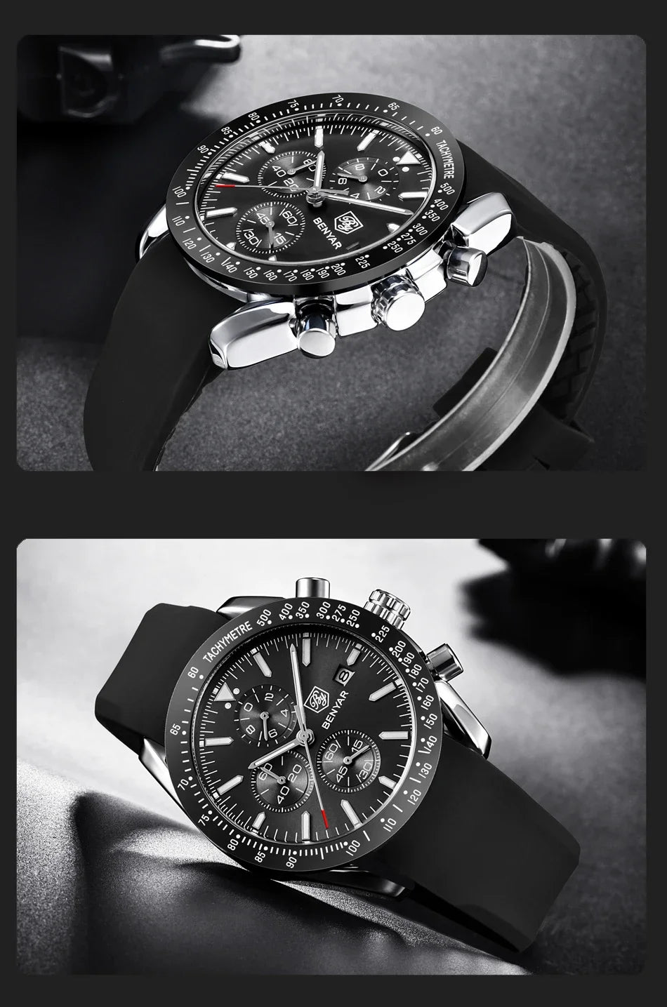 Reloj para hombre BENYAR 5140, reloj deportivo informal, reloj de cuarzo de lujo resistente al agua, cronógrafo militar de marca de alta gama.