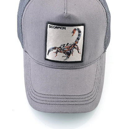 Unisex Trucker Cap With Embroidery Scorpion Patch Men's Baseball Cap Women Snapback Hip Hop Hat Outdoor Breathable Visor Hat