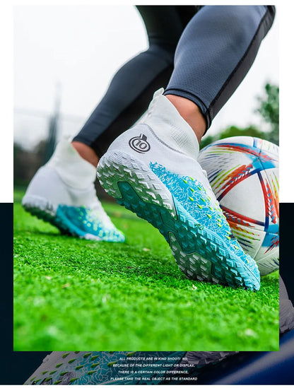 1 paire de chaussures de football pour hommes, résistantes à l'usure, antidérapantes, avec crampons longs et courts, idéales pour les matchs sur gazon extérieur, pour étudiants et adultes