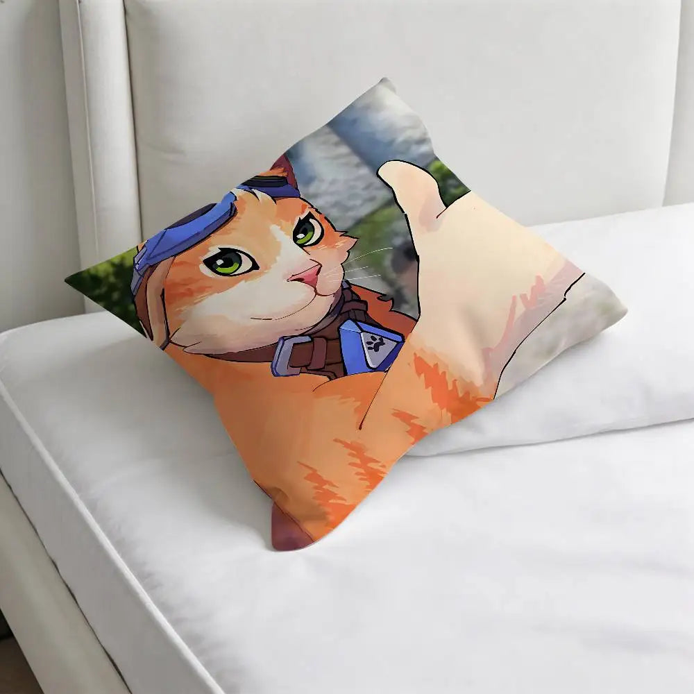 Capa de Almofada Quadrada Jetpack Cat O-Overwatch Gaming, Macia e Decorativa, para Sofá e Cama em Casa