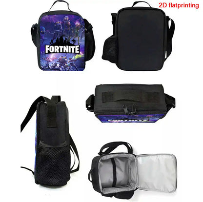 Cute Cartoon Lunch Bag Insulated Thermal Food Container Leakproof Reusable Fortnite Lunch Cooler Bag for Kids Students