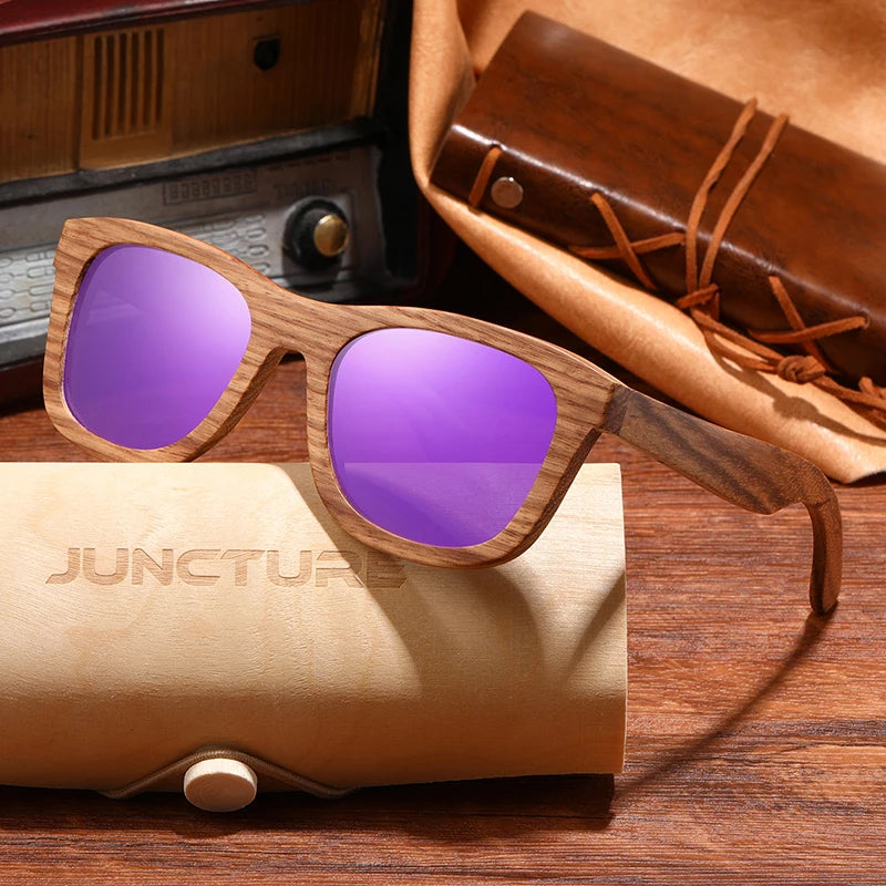 JUNCTURE Fashion Bamboo Wood Vintage Square Sunglasses Men Women Luxury Brand Designer Sun Glasses Wooden Driving UV400 Eyewear