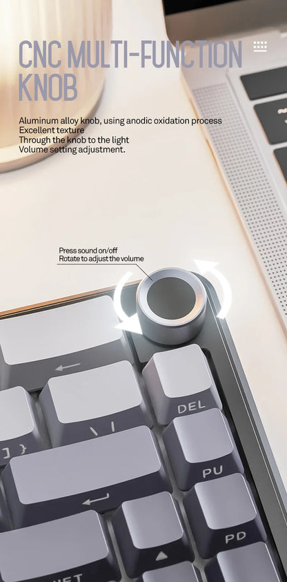 Attack Shark X66 Tastiera meccanica wireless 65% layout compatto, retroilluminazione RGB, gasket mount, hot swap, Bluetooth, USB-C, PBT, batteria ad alta capacità