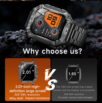 2026 TANK New 1400mAh Military GPS Smart Watch Men 2.01" AMOLED Screen 10ATM Waterproof Clock SOS Call Flashlight Smartwatch iOS