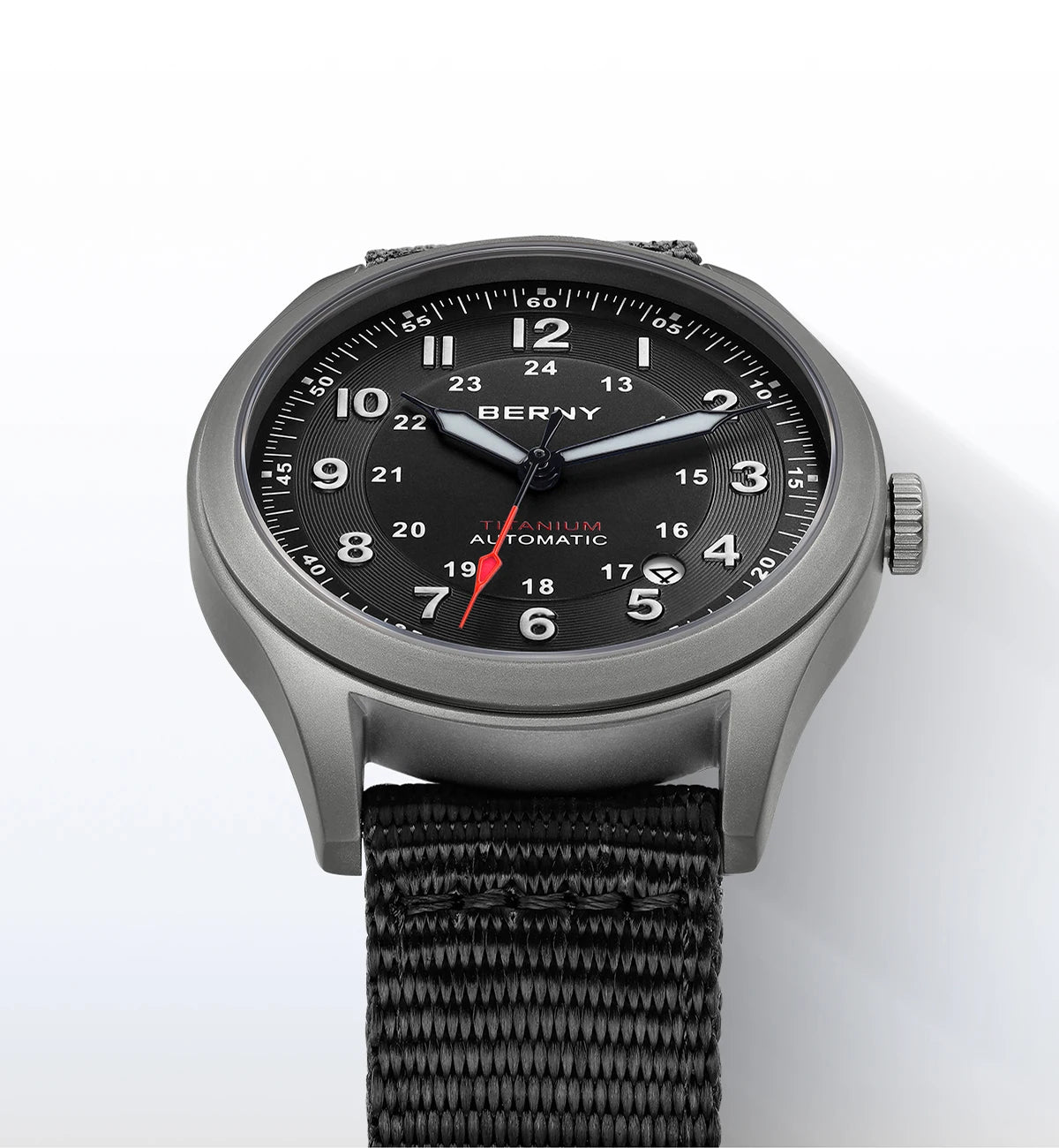 BERNY Titanium Automatic Men's Field Watches Date Sapphire Super Luminous Sports Easy Read Outdoor 10ATM Mechanical Watch