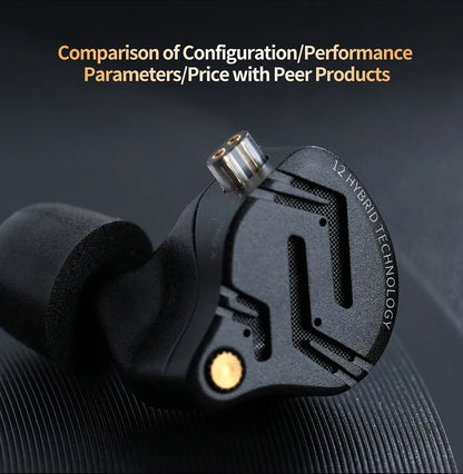 Auricolari IEM KZ ZS12 PRO X con tecnologia ibrida dinamica e armatura bilanciata, upgrade HiFi bassi, cuffie in-ear con cavo tuning