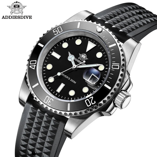 ADDIESDIVE Watch Men's Waffle Strap 200m Waterproof Outdoor Sports Watch C3 Super Luminous Quartz Watch  Relogios Masculino