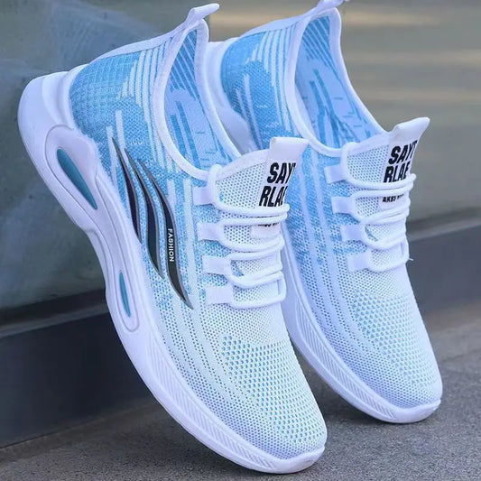 Breathable Running Shoes Men's Sporty Casual Outdoor Travel Lightweight Rubber Outsole Flat Heel round Toe Knitted Mesh Upgraded
