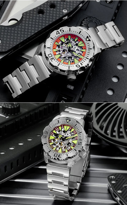 ADDIESDIVE luxury men's skeleton automatic watch sapphire glass BGW9 luminous diver's watch 200m men analog mechanical watches