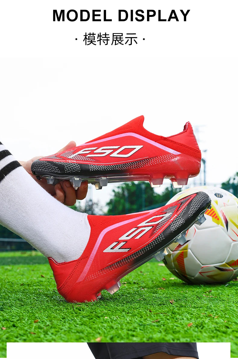 New Men's Football Boots Futsal Outdoor Sneakers Match Grass Non-Slip High-Quality Soccer Shoes Cleats Hot-Selling High-Top Light