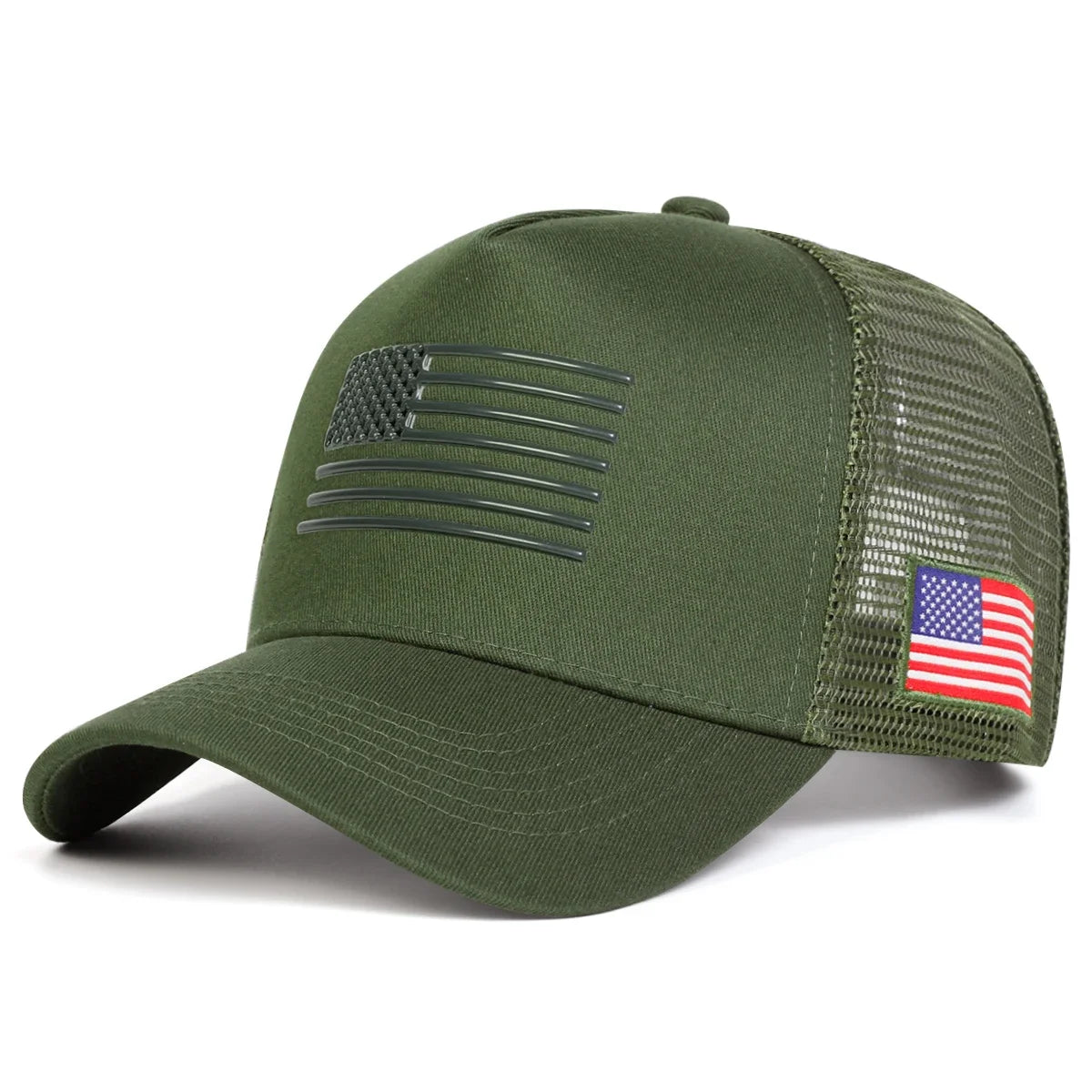 Casquettes de baseball unisexes brodées au drapeau américain, en filet, pour le printemps et l’été, ajustables, décontractées, anti-UV, casquettes de sport