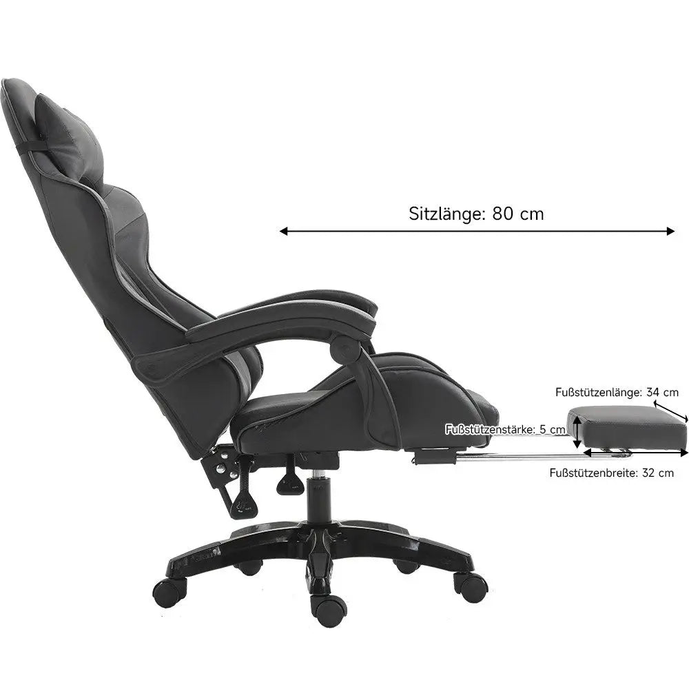 Sedia gaming, poltrona gaming, sedia da ufficio regolabile in altezza con funzione reclinabile regolabile, orecchie da gatto e cuscini
