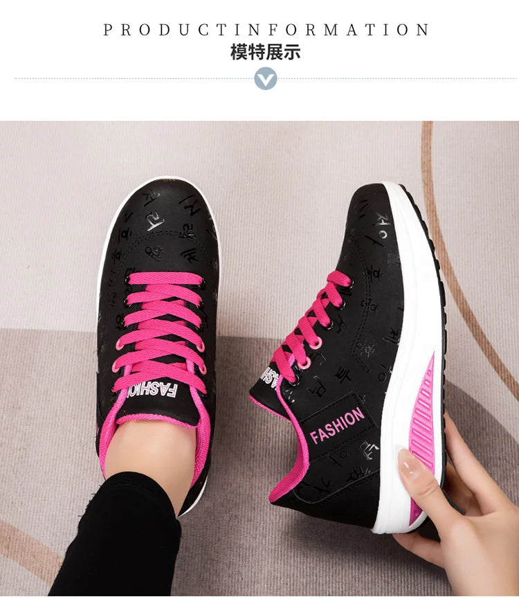 Zapatillas casuales de mujer para exterior con suela gruesa, plataforma de moda, talla grande 42, suela plana, para caminar, deporte, caminatas y running