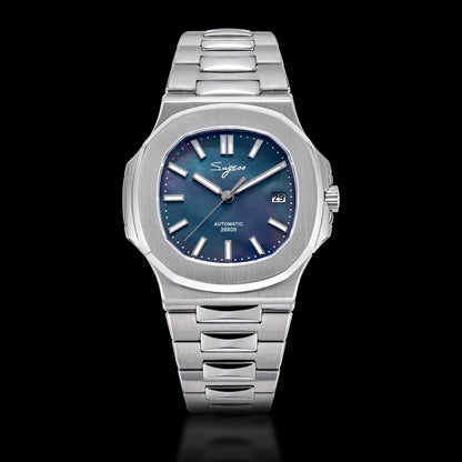 Sugess Man Watch Automatic Mechanical Wristwatches Miyota 9015 Movement MOP Dial Luminous Waterproof 5bar Bracelet Luxury S466
