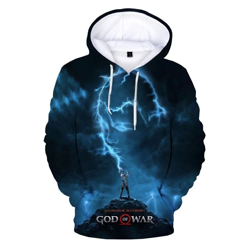 3D pop game God Of War printing Hoodies for men Kratos graphic hooded hoody kid fashion cool hip hop pullovers harajuku clothing