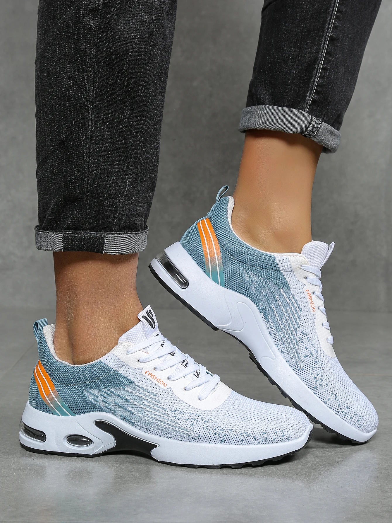 Scarpe da uomo, scarpe casual da uomo, mesh traspirante, ammortizzate ad aria, suola morbida, scarpe sportive alla moda color block